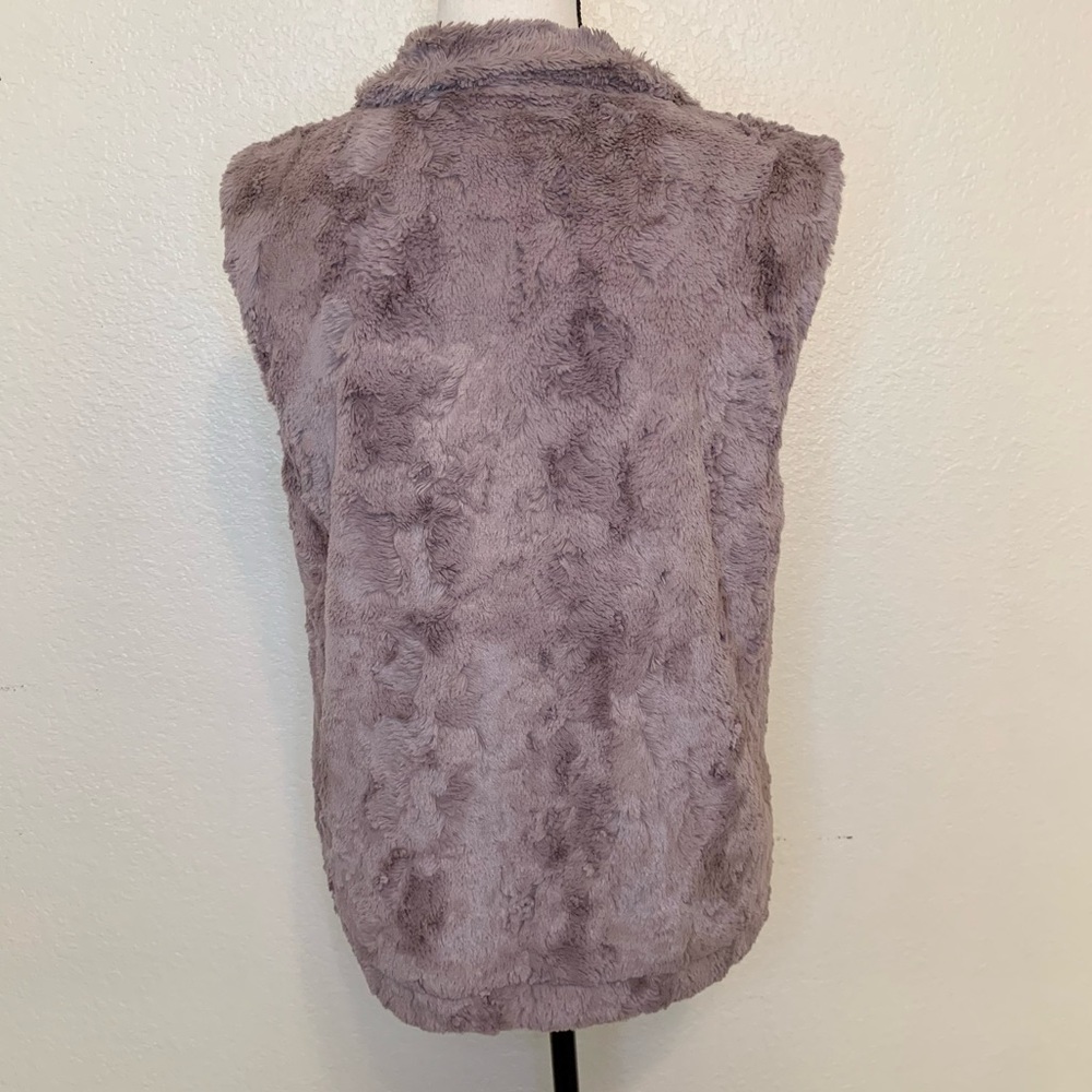Sanctuary Faux Fur Sleeveless Vest Zip Up Taupe Brown Size Medium - Picture 8 of 16